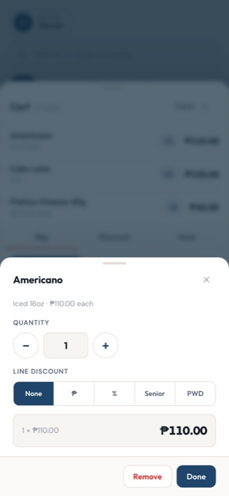 The cart on a phone, with the order's items and running total