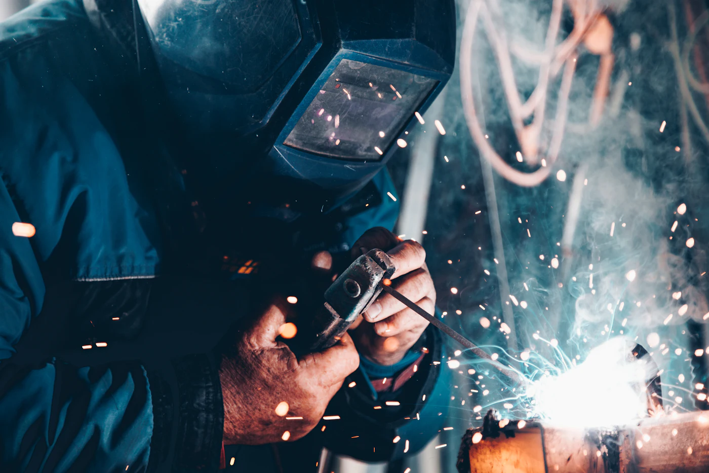 Placeholder photograph of welding work with sparks