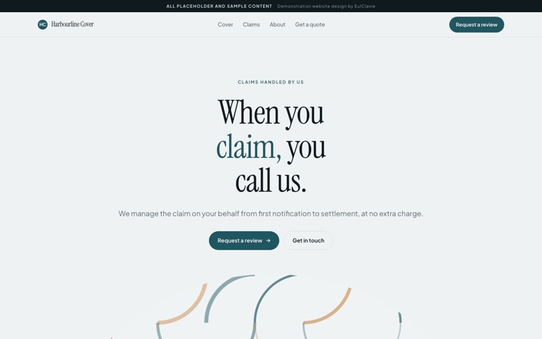 Arches sample website for Harbourline Cover, a placeholder insurance broker