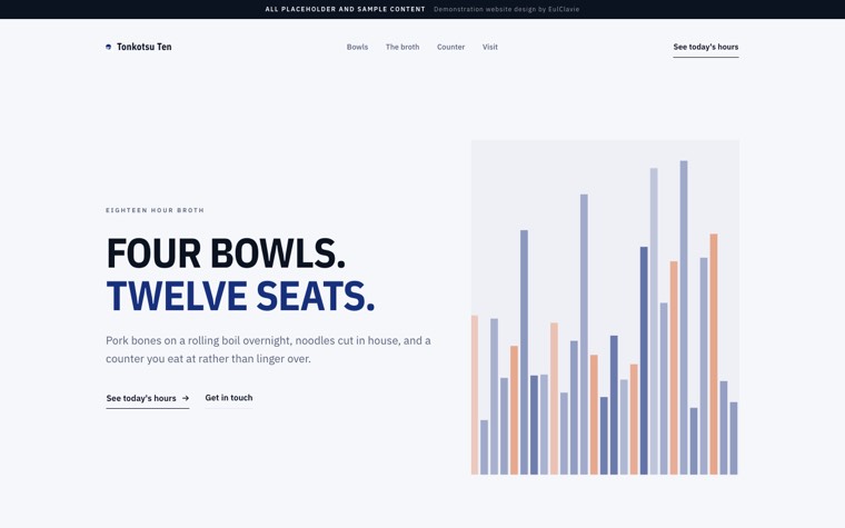 Extreme minimal sample website for Tonkotsu Ten, a placeholder ramen bar