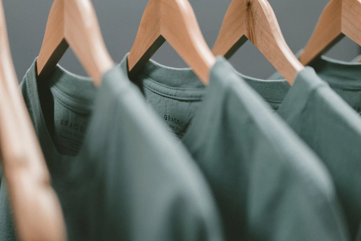 Placeholder photograph of shirts on hangers